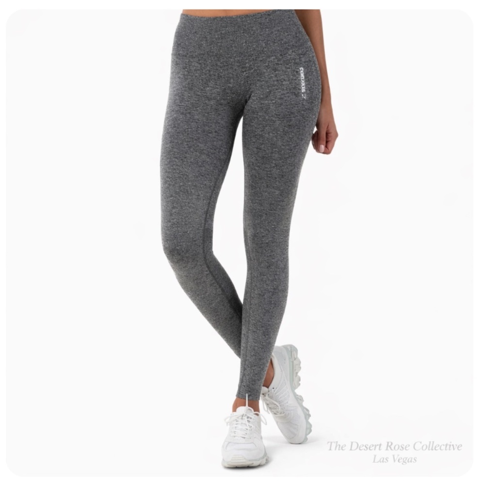 GYMSHARK Dry Adapt Heather Grey Ombré Seamless Leggings Size Small